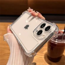 Load image into Gallery viewer, Luxury Shockproof Clear Hard Case For iPhone 14 13 12 11 Pro Max X XR XS 7 8 Plus Soft Silicone Bumper Transparent Cover Drop Protection iphone Protective Case Compatible With iPhone