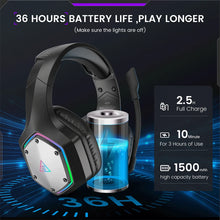 Load image into Gallery viewer, EKSA 2.4GHz Wireless Headphones E1000 WT 7.1 Surround Wired Gaming Headset Gamer with ENC Mic Low Latency for PC/PS4/PS5/Xbox