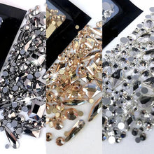 Load image into Gallery viewer, 180pcs AB Flatback Glass Nail Rhinestones - Multi-Shape Gems for DIY Nail Art