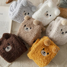 Load image into Gallery viewer, 2 Pairs Cute Socks Bear Women Coral Velvet Thick Plush Warm Socks Sleep Fluffy Socks Cute Cartoon Lovely Floor Fuzzy Sock Winter