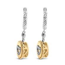 Load image into Gallery viewer, 18K Yellow Gold Plated .925 Sterling Silver 1/8 Cttw Diamond Heart Medallion Drop and Dangle Earring (I-J Color, SI1-SI2 Clarity)