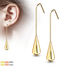 Load image into Gallery viewer, Elongated Teardrop Dangle Stainless Steel Hook Earrings
