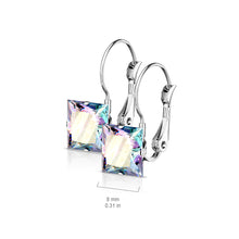 Load image into Gallery viewer, 8mm Princess CZ Stainless Steel Leverback Earrings