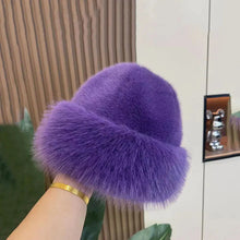 Load image into Gallery viewer, New Fluffy Fur Women's Winter Hat Winter Snow Ski Cap Female Faux Fur Thick Warm Windproof Hat Russian Hat Mink Fisherman's Hat