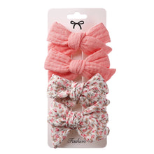 Load image into Gallery viewer, 4Pcs Baby Bows Hair Clips Cotton Linen Hairpins for Girls
