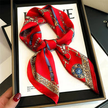 Load image into Gallery viewer, Four Seasons Print Silk Scarf – 70x70cm Luxury Headband & Shawl