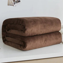 Load image into Gallery viewer, 230GSM Coral Fleece Flannel Blankets For Beds Solid Blue Pink Soft Warm Thin Bedspread Sofa Cover Faux Fur Plaid Blanket