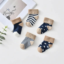 Load image into Gallery viewer, 5 Pairs Baby Socks Warm Cartoon Floor Socks for Newborn Toddlers