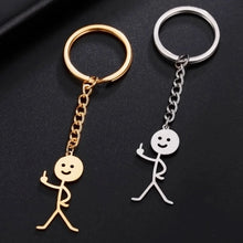 Load image into Gallery viewer, Teamer Funny Middle Finger Stickman Keychain 2025 Cute Trend School Bag Car Key Pendant Couple New Trinket Gift Keyring