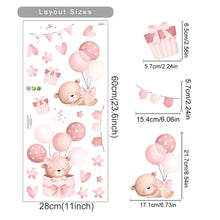 Load image into Gallery viewer, Pink Cartoon Bear Wall Stickers for Kids & Nursery Room Decor