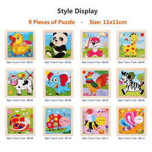 Load image into Gallery viewer, 11cm/4.33in Kids Wooden Jigsaw Puzzle Games Cartoon Animal Vehicle Pattern Children Montessori Educational Toys