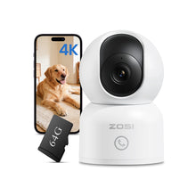 Load image into Gallery viewer, ZOSI 360° Smart Home Security Camera PTZ Auto Tracking Baby Monitor AI Panoramic HD Night Vision Indoor WiFi Surveillance Camera