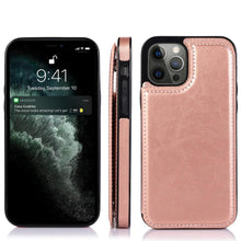 Load image into Gallery viewer, Wallet Stand Cover Flip Leather Case For iPhone 14 Pro Max 13 Pro Max 12 Pro Max 11 Pro Max Soft PU Leather Card Case With Kickstand Slim Double Magnetic Clasp Protective Cover