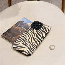 Load image into Gallery viewer, Luxury Zebra Pattern PU Leather Phone Case for iPhone 7 8 Plus X XR XS 11 12 13 14 Pro Max Soft Silicon Cover Girl Black White Zebra Print Phone Cover Black Soft Leather Black White Case For iPhone
