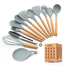 Load image into Gallery viewer, Silicone Cooking Utensils 11/12/13Pcs Kitchen Utensil Set Non-stick Spatula Wooden Handle with Storage Box Kitchen Appliances