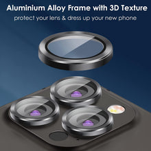 Load image into Gallery viewer, Camera Lens Protector for iPhone 14 Pro Max Plus 13 12 Mini 14Pro iPhone14 13Pro 14Plus 12Pro Glass Protection Protective Film Metallic Camera Ring Lens Protector with Glass Cover