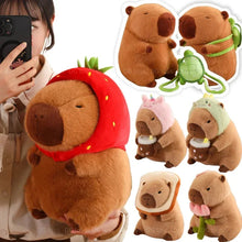 Load image into Gallery viewer, Strawberry Hat Capybara Plush β Small Turtle Backpack Pendant Toy