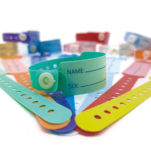 Load image into Gallery viewer, 100pcs Waterproof Soft PVC Medical Wristbands Writable Patient Identification Bracelets Vinyl Band for Healthcare