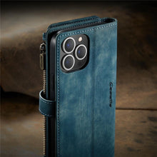 Load image into Gallery viewer, Vintage Card Holder Leather Wallet Case for iPhone 11 12 13 14 Pro Max Mini XR XS Max 8 7 6s Plus SE Storage Pocket Cover Flip Case PU Leather Protective Case With Magnetic Closure