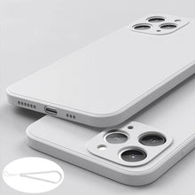 Load image into Gallery viewer, Square Silicone Case for IPhone 13 Pro Max 12 Mini Full Protector Silicone Ultra-Thin Shockproof Case Soft Scratch-Resistant Microfiber Lining Cover With Strap