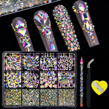 Load image into Gallery viewer, 12 Grid Diamond Jewelry Set for Nail Art - Luxe Rhinestone Decorations