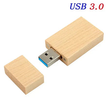 Load image into Gallery viewer, JASTER Wooden Block USB 3.0 Flash Drive Red Wood Pendrive 4GB 8GB 16GB 32GB 64GB 128GB Memory Stick U Disk Gift