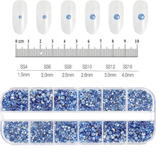 Load image into Gallery viewer, 2400+ Shiny Clear Crystal Nail Rhinestones - Mixed Sizes & Shapes Flatback Gems