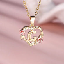 Load image into Gallery viewer, Female A-Z Letter Flower Pendant Necklace Yellow Gold Color Wedding Jewelry Gift For Women