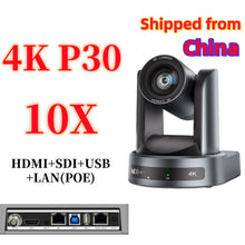 Load image into Gallery viewer, NDI/SDI 4K PTZ Camera 10X 20X zoom Video Conference Live Streaming HDMI USB IP POE 1080P for Church NetMeeting Broadcast Youtube