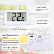 Load image into Gallery viewer, Digital Fridge / Freezer Thermometer Household Thermograph Humidity Meter IPX3 Waterproof LCD Display Wireless & Hanging Hook