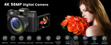 Load image into Gallery viewer, Compact Digital Photography Camera 4K WIFI Webcam Retro Vlog Recorder YouTube 64MP Camcorder 3 Inch Flip Screen Wide Angle Lens