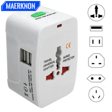 Load image into Gallery viewer, All-in-One International Plug Adapter ā Universal Travel Power Converter with 2 USB & Type-C Ports (AU/US/UK/EU)