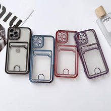 Load image into Gallery viewer, Luxury Square Phone Case For iPhone 13 11 14 12 Pro Max Mini XS XR 6s 7 8 Plus SE Cover Soft Silicone Wallet Card Holder Clear Card Slot Case Slim Fit Protective Soft Wallet Case