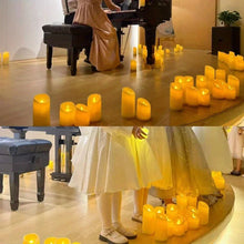 Load image into Gallery viewer, 10-120pcs Flameless Fake Candle LED Flickering Candles Battery Operated LED Pillar Candles for Wedding Halloween Decor Party