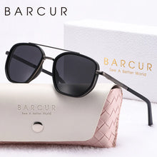 Load image into Gallery viewer, BARCUR Fashionable Trendy Polarized Sunglasses Polygon Frame with Delicate Thickened Striped Design â TAC Lens UV400 Protection for Driving and Outdoor Activities Womenâs Fashion Sunglasses for Summer