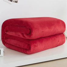 Load image into Gallery viewer, 230GSM Coral Fleece Flannel Blankets For Beds Solid Blue Pink Soft Warm Thin Bedspread Sofa Cover Faux Fur Plaid Blanket