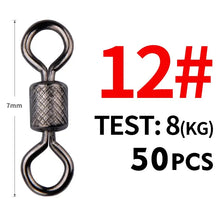 Load image into Gallery viewer, MEREDITH Fishing Swivels Ball Bearing Swivel 50PCS/Lot with Safety Snap Solid Rings Rolling Swivel for Carp Fishing Accessories