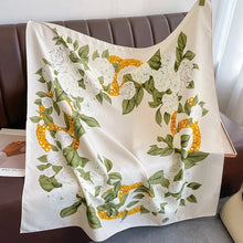 Load image into Gallery viewer, 90x90cm Square Silk-Feel Scarf – Luxury Women’s Shawl & Head Wrap