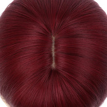 Load image into Gallery viewer, Short hair synthetic wig with side parting, locks around the collarbone, hair made of high-temperature fibers, full head cover.