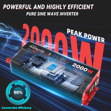 Load image into Gallery viewer, 2000W Pure Sine Wave Power Inverter Transformers DC 12V To AC 120V with USB Type-C LCD Display For Vehicles,RV,Solar Panel,Camp