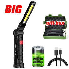 Load image into Gallery viewer, 1pc COB LED Work Light Dimmable USB Rechargeable LED Flashlight Inspection Lamp With Magnet&Hook 14500/18650 Battery Torch light