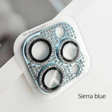 Load image into Gallery viewer, Camera Protector For iPhone 14Pro 14 13 12 Pro 11 Max Bling Glitter Diamond Metal Lens Glass Film 13Pro 14Plus 14 14ProMax Ring Shiny Diamond Metal Cover Glass Lens Protector Accessories