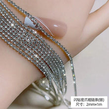 Load image into Gallery viewer, 100/50cm Luxury Crystal Chain Nail Charms - 1.5/2mm Clear & AB Diamond Nail Art Decoration