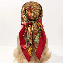 Load image into Gallery viewer, Satin Square Scarf β Elegant 2025 Print Hijab, Shawl & Hair Wrap