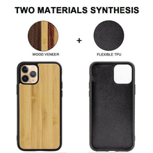 Load image into Gallery viewer, Vintage Wooded Back Case For iPhone 14 13 Mini 12 SE XR X S Max 8 7 Plus Genuine Bamboo Wooden Hard Phone case iPhone 11 Pro Max Strong Hard Protective Case For iPhone