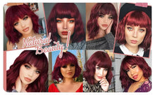 Load image into Gallery viewer, Short Wavy Bob Wigs with Bangs for Women Short Bob Curly Wig Synthetic Hair Wavy Wigs Heat Resistant Fiber Wig