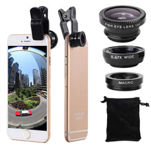 Load image into Gallery viewer, 3in1 Fisheye Phone Lens 0.67X Wide Angle Zoom Fish Eye Macro Lenses Camera Kits With Clip Lens On The Phone For Smartphone