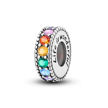 Load image into Gallery viewer, 100% 925 Sterling Silver Rainbow Zircon Butterfly Dragon Silicone Stopper Charms - Colorful Beads for DIY Bracelets, Customizable Jewelry for All Occasions
