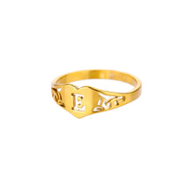 Load image into Gallery viewer, Fashion Hollow Initial Letter Heart Rings For Women Gold Color Stainless Steel A-Z Letter Ring Aesthetic Wedding Jewelry Gift