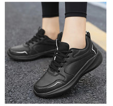 Load image into Gallery viewer, Women Running Shoes PU Leather Lace-up Men Warm Light Walking Sneaker Fitness Sport Flats Comfortable Black Size 35-44 Loafers